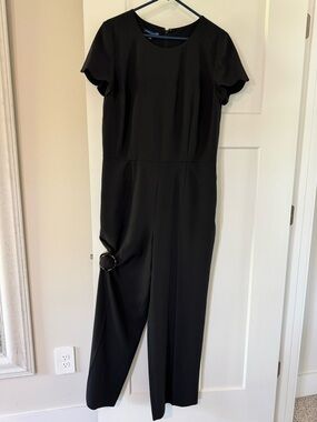 Talbots Black Jumpsuit with Scalloped Short-Sleeves